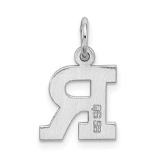 Sterling Silver Rhodium-plated Block Letter R Initial Charm - 2