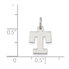 Sterling Silver Rhodium-plated Block Letter T Initial Charm - 2