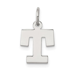 Sterling Silver Rhodium-plated Block Letter T Initial Charm - 2