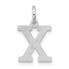Sterling Silver Rhodium-plated Block Letter X Initial Charm - 2