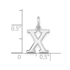 Sterling Silver Rhodium-plated Block Letter X Initial Charm - 2