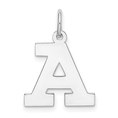 Sterling Silver Rhodium-plated Block Letter A Initial Charm - 2