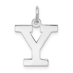 Sterling Silver Rhodium-plated Block Letter Y Initial Charm
