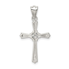 Sterling Silver Rhodium-plated CZ Cross Pendant - 25