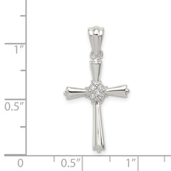 Sterling Silver Rhodium-plated CZ Cross Pendant - 25