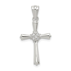 Sterling Silver Rhodium-plated CZ Cross Pendant - 25