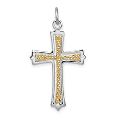Sterling Silver Platinum-plated & Gold-plated Cross Pendant - 2