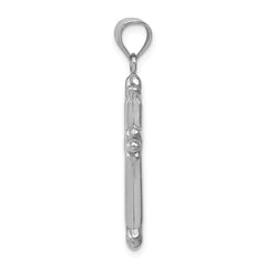 Sterling Silver Rhodium-plated Fleur-de-lis Cross Pendant - 2