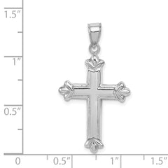 Sterling Silver Rhodium-plated Fleur-de-lis Cross Pendant - 2