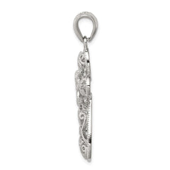 Sterling Silver Rhodium-plated CZ Cross Pendant - 19