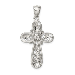 Sterling Silver Rhodium-plated CZ Cross Pendant - 19