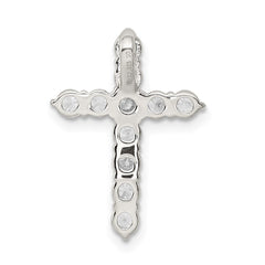 Sterling Silver Rhodium-plated CZ Cross Pendant - 2