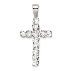 Sterling Silver Rhodium-plated CZ Latin Cross Pendant - 4