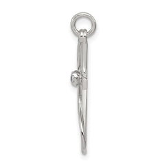 Sterling Silver Rhodium-plated CZ Cross Pendant - 3