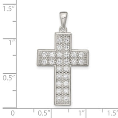 Sterling Silver Rhodium-plated CZ Latin Cross Pendant - 2