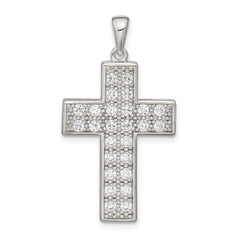 Sterling Silver Rhodium-plated CZ Latin Cross Pendant - 2
