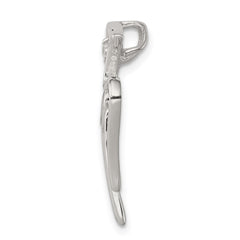Sterling Silver Rhodium-plated CZ Dove Pendant