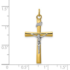 Sterling Silver Platinum-plated & 18k Gold-plated Crucifix Pendant - 2