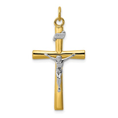 Sterling Silver Platinum-plated & 18k Gold-plated Crucifix Pendant - 2