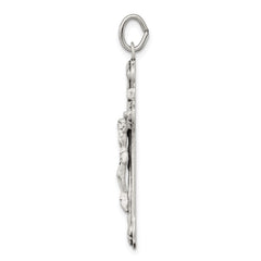 Sterling Silver Antiqued INRI Crucifix Pendant - 12