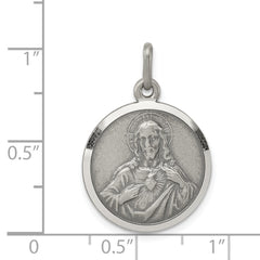 Sterling Silver Antiqued Sacred Heart of Jesus Medal - 6