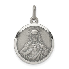 Sterling Silver Antiqued Sacred Heart of Jesus Medal - 6