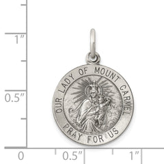 Sterling Silver Antiqued Our Lady of Mount Carmel Medal - 2