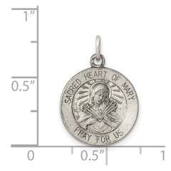 Sterling Silver Antiqued Sacred Heart of Mary Medal
