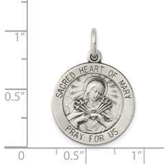 Sterling Silver Antiqued Sacred Heart of Mary Medal - 2