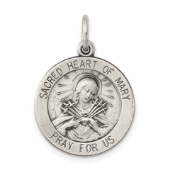 Sterling Silver Antiqued Sacred Heart of Mary Medal - 2