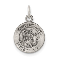 Sterling Silver Antiqued Saint Christopher Medal - 6