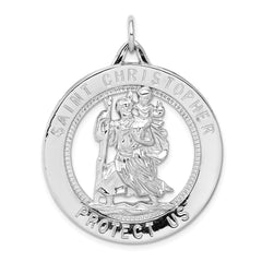 Sterling Silver Rhodium-plated Saint Christopher Medal - 2