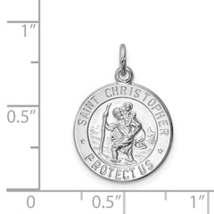 Sterling Silver Rhodium-plated Saint Christopher Medal - 6