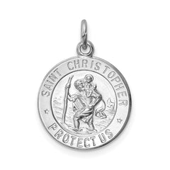 Sterling Silver Rhodium-plated Saint Christopher Medal - 6