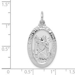 Sterling Silver Rhodium-plated Saint Christopher Medal - 5
