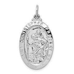 Sterling Silver Rhodium-plated Saint Christopher Medal - 7