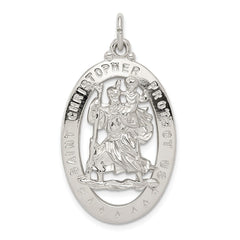 Sterling Silver Rhodium-plated Saint Christopher Medal - 15