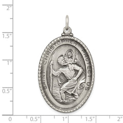 Sterling Silver Antiqued Saint Christopher Medal - 2