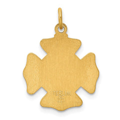24k Gold-plated Sterling Silver Saint Florian Fireman's Badge Medal