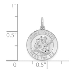 Sterling Silver Rhodium-plated Saint Joseph Medal - 2