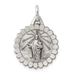 Sterling Silver Antiqued Saint Jude Thaddeus Medal - 3