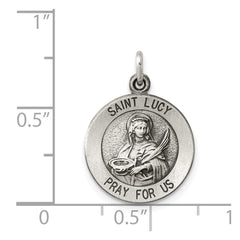Sterling Silver Antiqued Saint Lucy Medal - 2