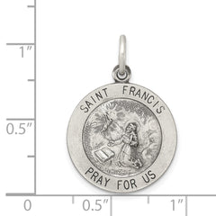 Sterling Silver Antiqued Saint Francis Medal - 2
