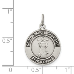 Sterling Silver Antiqued Saint Francis of Assisi Medal - 3