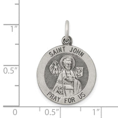 Sterling Silver Antiqued Saint John Medal - 2