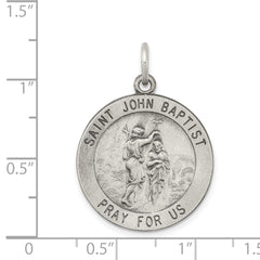 Sterling Silver Antiqued Saint John the Baptist Medal - 2