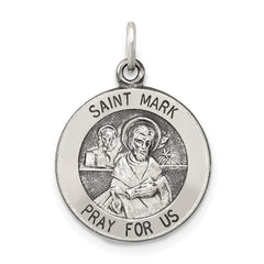 Sterling Silver Antiqued Saint Mark Medal - 2