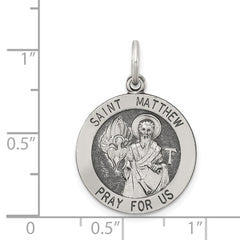 Sterling Silver Antiqued Saint Matthew Medal - 3