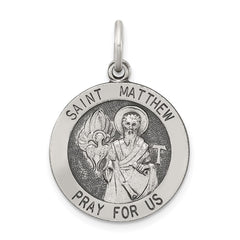 Sterling Silver Antiqued Saint Matthew Medal - 3