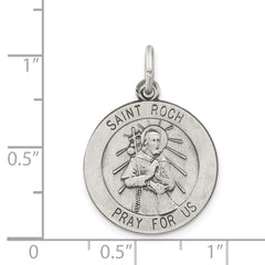 Sterling Silver Antiqued Saint Roch Medal - 2